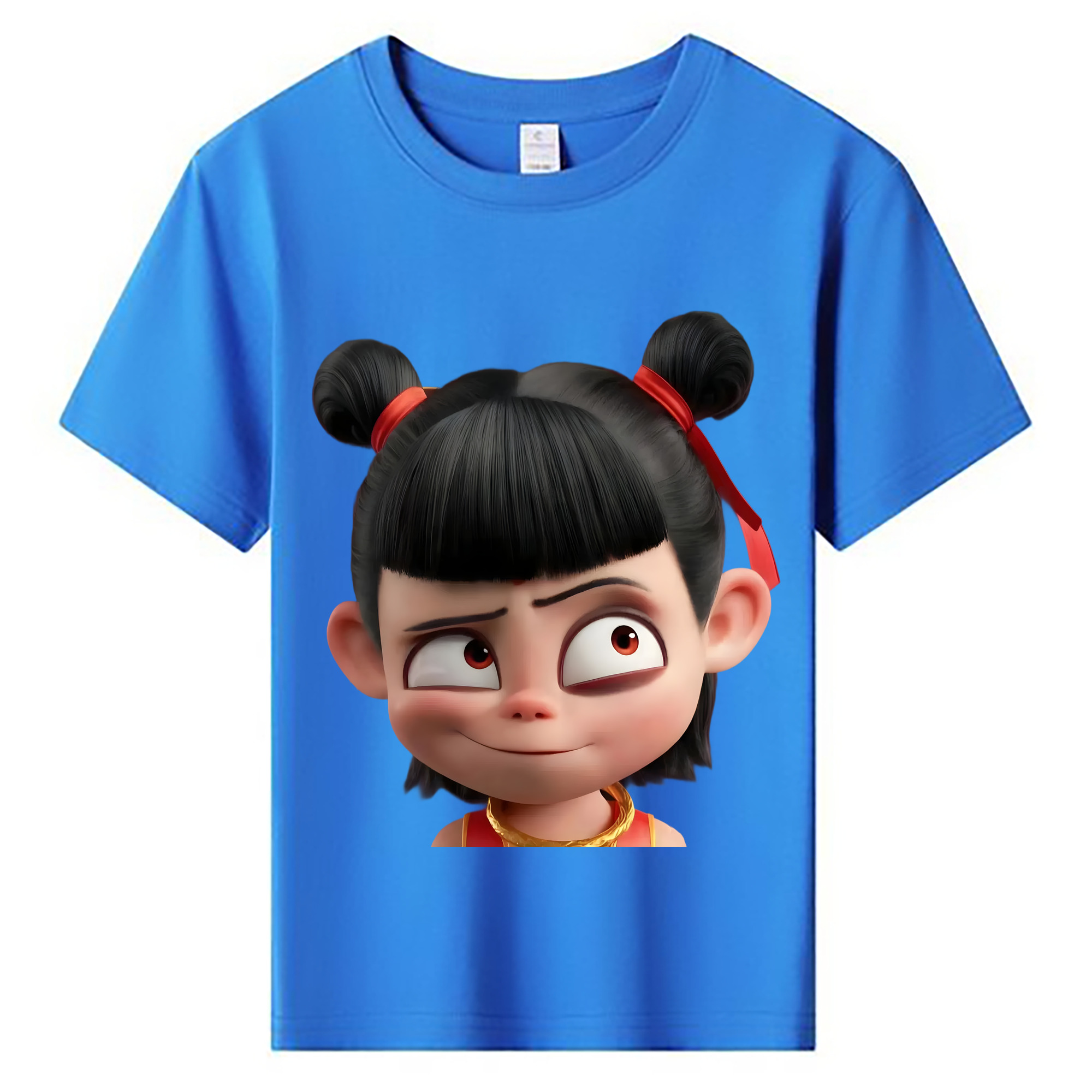 （画像用） Ne Zha 2 ナタ 魔童の大暴れ 綿100％キッズTシャツ（フロントプリント）